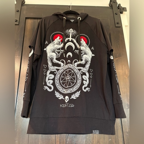Killstar Black Hoodie with Red and White Mystical Design - Picture 1 of 5